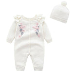 Isla's Flowers Embroidery Romper & Hat Set